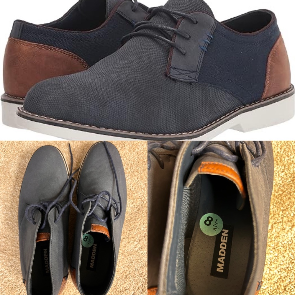 Dark blue and Brown Oxford Shoes with Suede Finish.